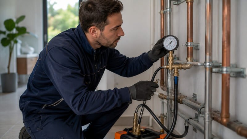 Diagnóstico técnico para avaliar perda de pressão numa rede de tubagens residencial.
